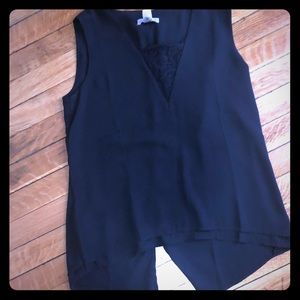 The Loft black sleeveless lace detailed top